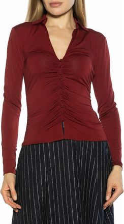 Alexia Admor Alina Long Sleeve Ruched Top in Burgundy at Nordstrom Rack, Size X-Large