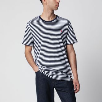 Polo Ralph Lauren T-shirt a righe bianche/blu navy Custom Slim-Fit