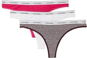 Calvin Klein Underwear Modern Logo Thong 3-Pack Womens Underwear Innuendo/Stencil Heart+dark Berry/Classic White : MD (US 8-10)