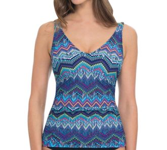 Gottex D-Cup Underwire V-Neck Tankini Top In Skyline