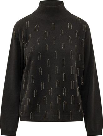 Fabiana Filippi Black Embellished Turtle Neck Sweater