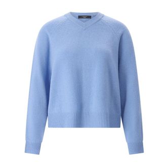 Max Mara Rondgebreide trui - Dames - Cashmere truien - Blauw - L - Kasjmier - Truien & Vesten