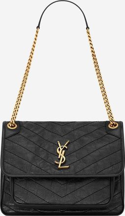 Saint Laurent Womens Leather Shoulder Bag Niki Black
