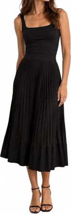 Plan C Contemporary Pleated Midi Skirt In Black