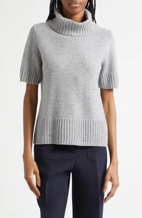 Reiss Elena Short Sleeve Cashmere Turtleneck Sweater in Grey at Nordstrom, Size X-Small
