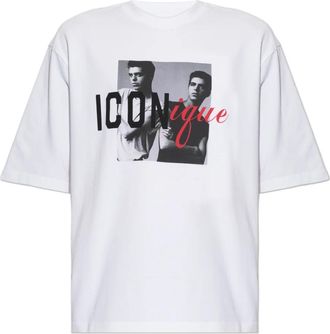 Dsquared2 Iconique T-shirt met losse pasvorm - Heren - T-shirts - Wit - S - Katoen - Tops