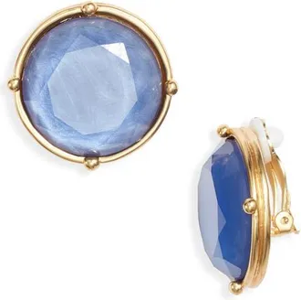 Karine Sultan Mocha Stone Clip-On Earrings in Gold/blue at Nordstrom