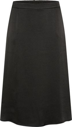 Kaffe Curve Zwart Diep Elastische Taille Rok - Dames - Midirokken - Zwart - 2XL - Rokken