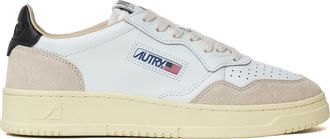 Autry White/Black/Beige Medalist Low Leather Suede Sneakers