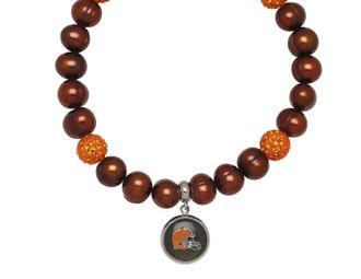 Honora Cleveland Browns Stretch Pearl & Crystal Bracelet