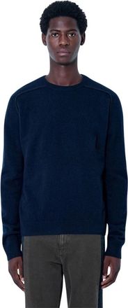 Maison Margiela Wool Crewneck Sweater - Heren - Ronde hals truien - Blauw - XL - Wol - Truien & Vesten