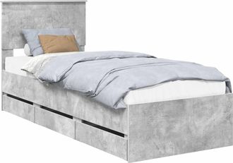 vidaXL Estructura De Cama Gris Concreto 75 X 190 Cm Madera Ingenieril Vidaxl