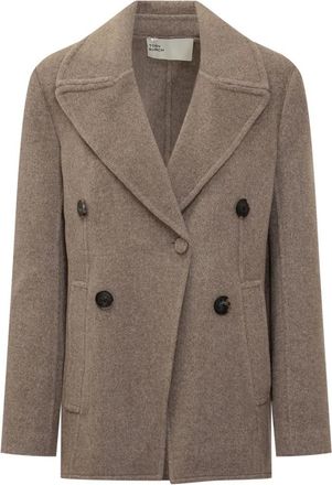 Tory Burch Relaxed Twill Jacket - Dames - Blazers - Grijs - XS - Wol - Jassen