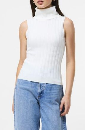 French Connection Rib Turtleneck Sleeveless Sweater in 10-Porcelain Cream at Nordstrom Rack, Size Small