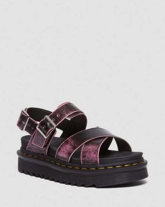 Dr. Martens Voss II Distressed Leder Plateausandalen in Rosa/Schwarz, Gr&ouml;&szlig;e: 36