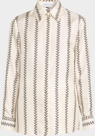 Gabriela Hearst Cruz Riding-Boot Striped Silk Button-Down Shirt