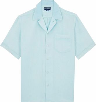 Vilebrequin Mens Bowling Linen Mineral Dye Shirt in Thalassa at Nordstrom, Size Xx-Large