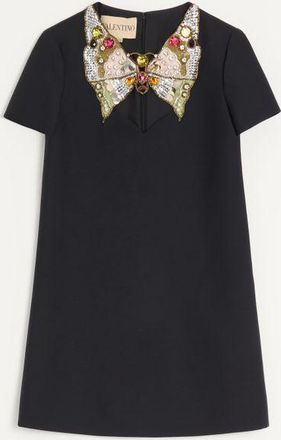 Valentino Abito Corto In Crepe Couture Ricamato Donna NERO/MULTICOLOR 36