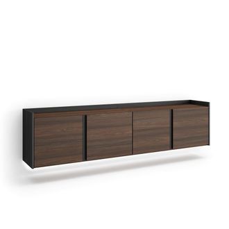 Skraut Home Mueble tv efecto madera roble oscuro y negro 207x35x50cm colgado