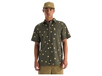 The North Face Short Sleeve Baytrail Pattern Shirt Mens Clothing New Taupe Green Simple Floral Print : XL, Cotton