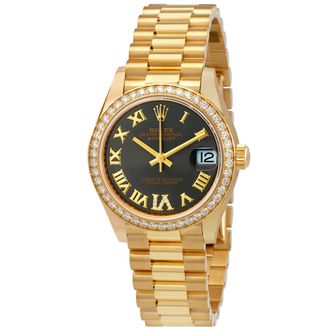 Rolex Datejust 31 Automatic 18kt Yellow Gold Diamond Grey Dial Ladies Watch 278288RRDP