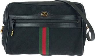 Gucci Black GG Canvas & Leather Shoulder Bag (Authentic Pre-Loved)