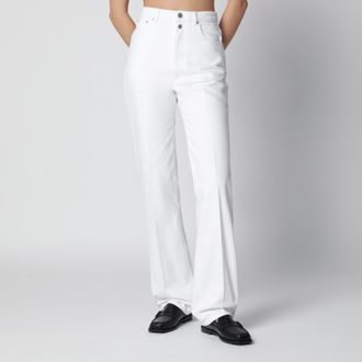 Christophe Lemaire Jeans a vita alta con cintura in denim bianco