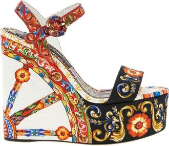 Dolce & Gabbana Schoenen, Dames, Veelkleurig, 36 EU, Leer, Keira Wedge Sandalen