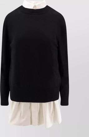 sacai short dress with layered design and button detail