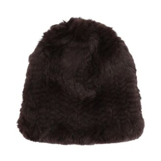 Yves Salomon Rex Konijnenbont Muts - Dames - Accessoires - Bruin - Maat: ONE Size Zijde