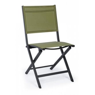 BIZZOTTO Bizzotto - Silla De Exterior En Aluminio Antracita Verde Elin 47x57x H88 Cm