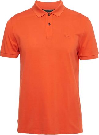 BOSS Polo in cotone con ricamo logo - Arancione