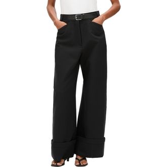 Another Tomorrow Wide Cuff Pant in Black at Nordstrom, Size 44 32 It