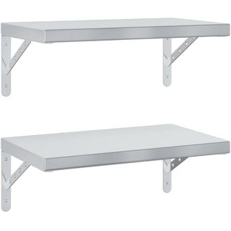 vidaXL Vidaxl - Estantes De Pared 2 Uds Acero Inoxidable Plateado 50x30 Cm