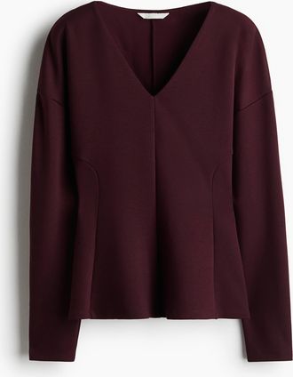 H&M Tailliertes Scuba-Shirt - Red