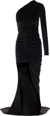 Balenciaga one-shoulder asymmetric maxi dress - women - Polyester/Polyamide/Triacetate/Elastane - 36 - Black