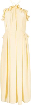 Bambah halterneck ruffled midi dress - women - Polyester - S - Yellow