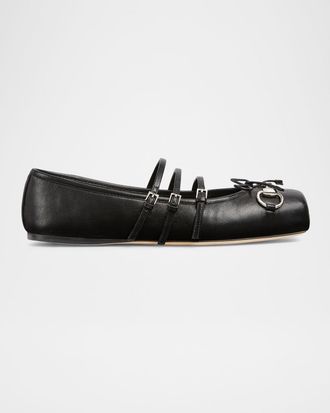 Gucci Horsebit 3-Strap Mary Jane Ballerina Flats