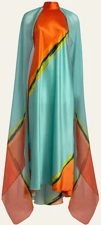 Silvia Tcherassi Sabina Cape Halter Maxi Dress