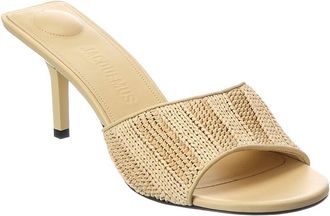 Jacquemus Cubisto Raffia & Leather Mule