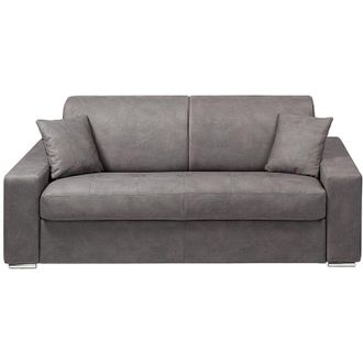 Vente-Unique Divano letto 2 posti a ribalta in Tessuto Grigio - Larghezza Materasso 120 cm - Spessore 14 cm - EMIR