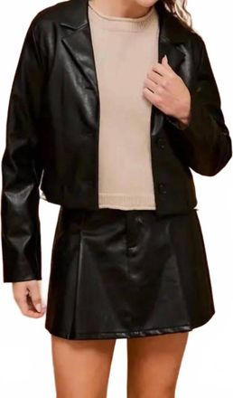 Gilli Button Front Faux Leather Jacket In Black
