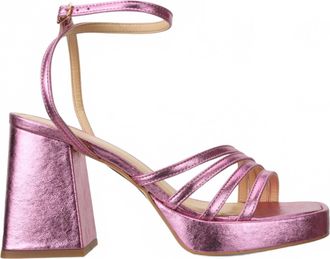 Bruno Menegatti Womens Leather Dress Platform Sandal In Metal Lilac