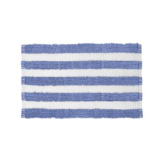 KASANOVA Tappeto bagno ciniglia 50x80 cm righe indaco bianco