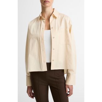 Vince Crop Cotton Shirt in Ecru at Nordstrom, Size Xx-Small