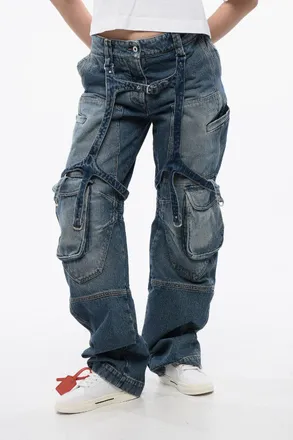 Off-white Loose-Fit Cargo Jeans with Regular Rise Off-White