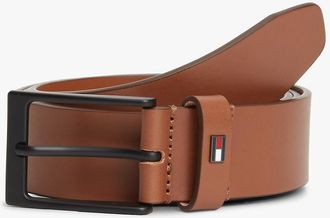 Tommy Hilfiger Mens Allover Flag Logo Leather Belt - Brown - 40