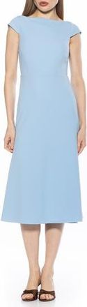 Alexia Admor Loreli Boat Neck Midi Dress in Halogen Blue at Nordstrom Rack, Size X-Large