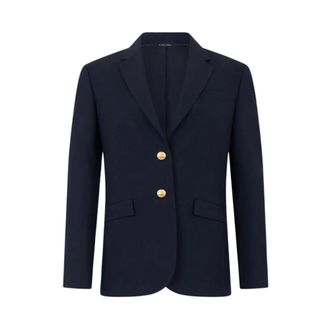 Brooks Brothers Hopsack Blazer met Gouden Knopen - Dames - Blazers - Blauw - XS - Wol - Jassen