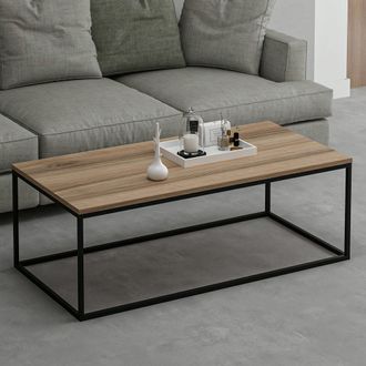 Dmora Mesa De Centro Arcella, Forma Rectangular, Tapa De Madera Nobilitada, Estructura Color Nogal, 120x60x42h Cm Marr&oacute;n Nogal